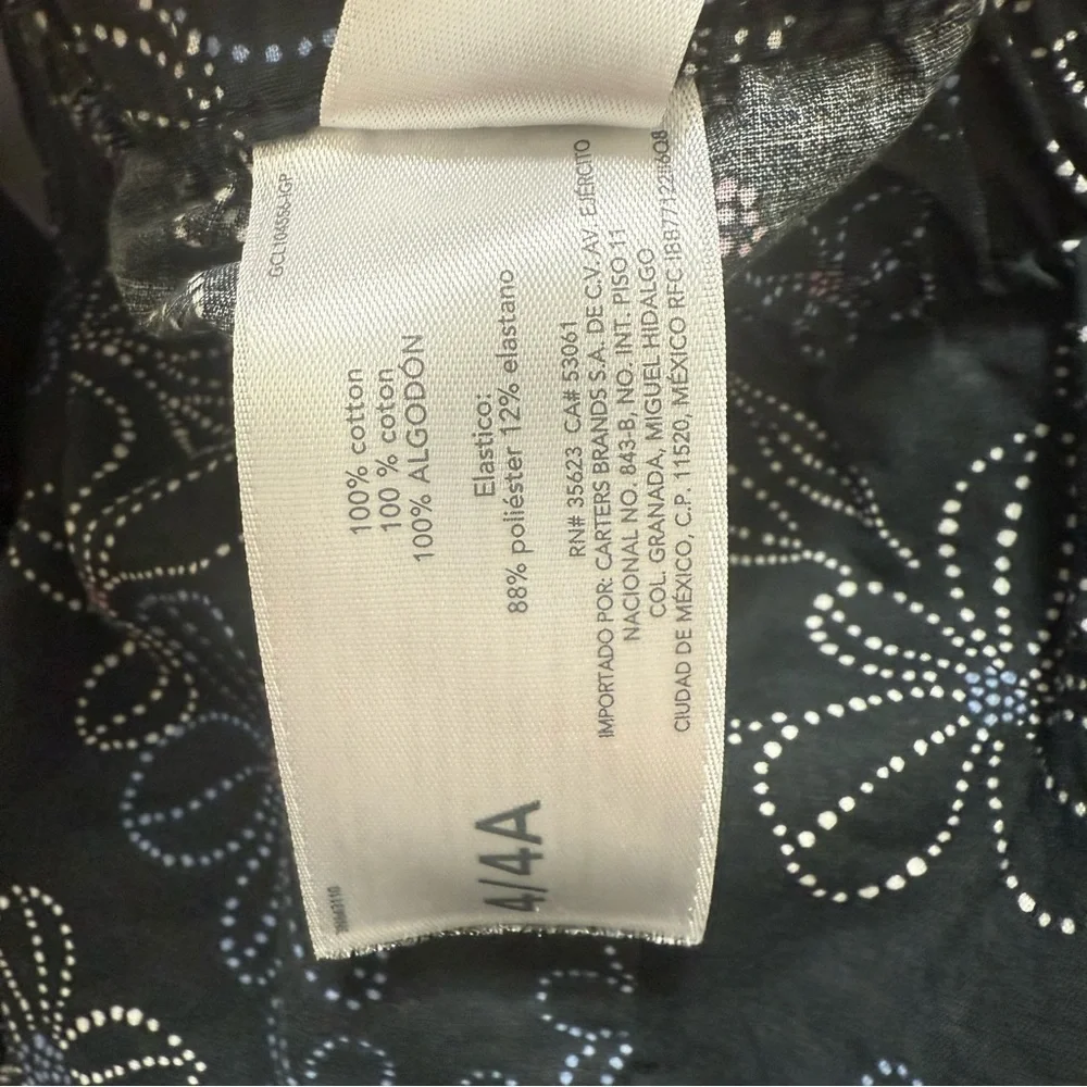Toddler Girl Carter's 2-Piece Floral Tank & Short Set-4/4A black print NWOT